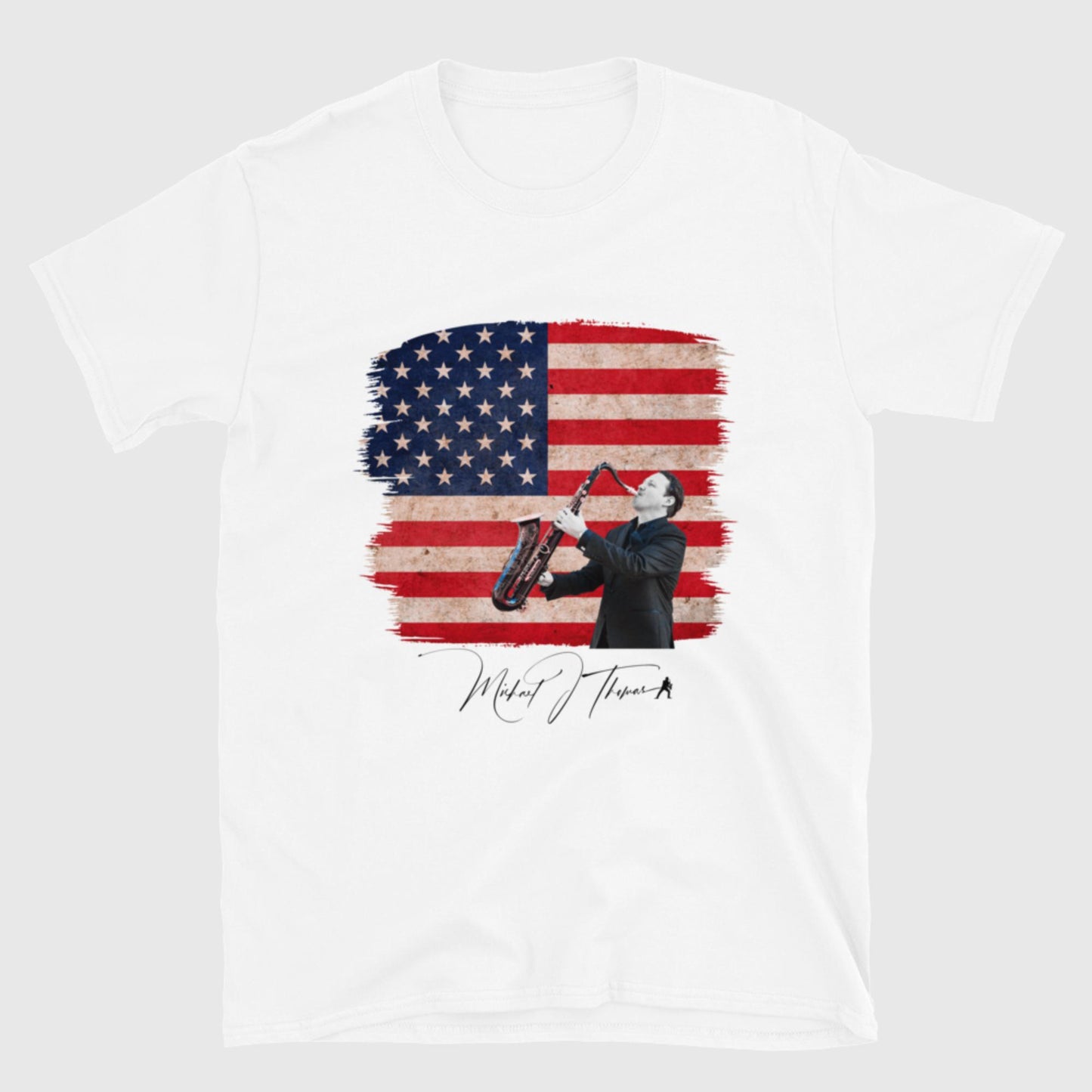 MJT SIGNATURE UNISEX T-SHIRT - USA FLAG (White)