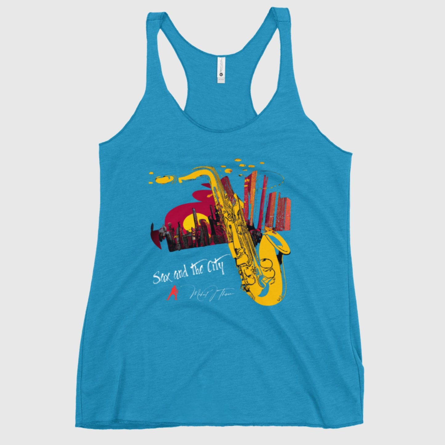 SAX AND THE CITY WOMEN'S RACERBACK TANK (Vintage Turquoise)