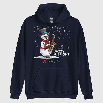 Snowman Jazzy & Bright Unisex Hoodie (Navy)