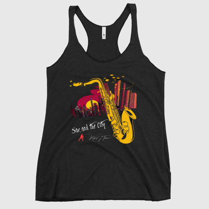 SAX AND THE CITY WOMEN'S RACERBACK TANK (Vintage Black)